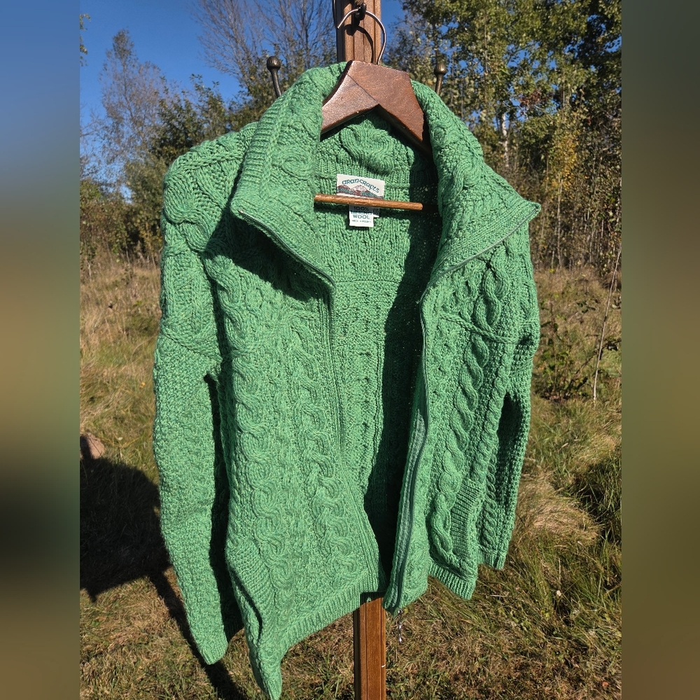 Aran Crafts Green Merino Wool Sweater